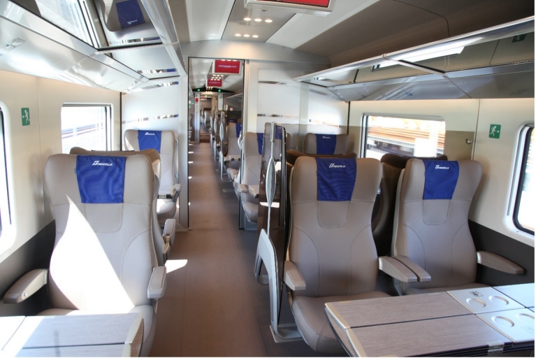 Interior of Le Frecce train