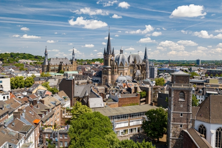 The skyline of Aachen, Germany