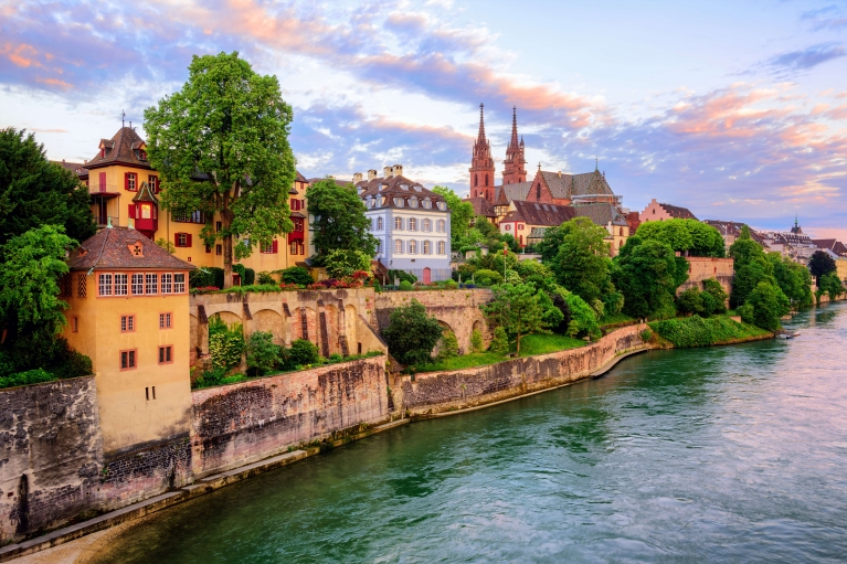 A waterside view of Basel