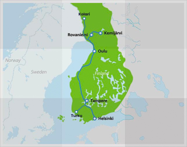 Mapa con ruta del Santa Claus Express