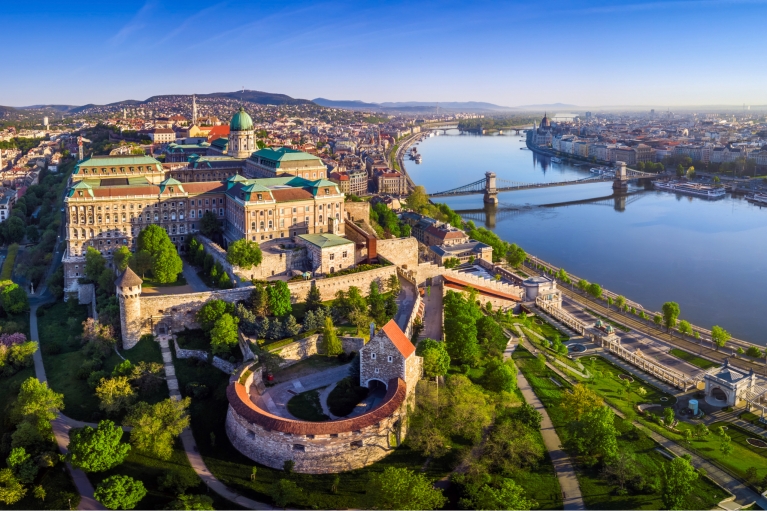 Bird's eye view of Budapest's castle complex