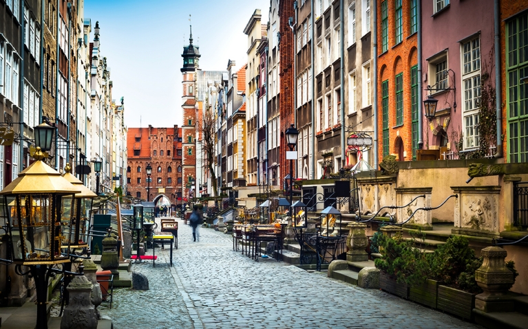 A pedestrian street in Gdansk