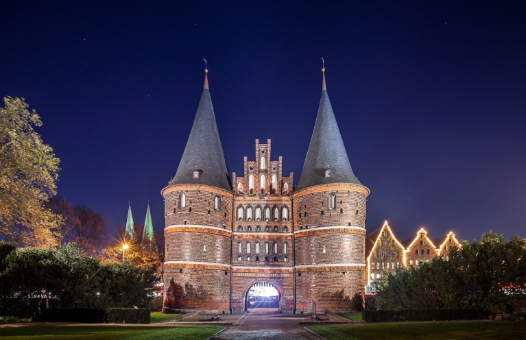 Night at the Holstentor in Lubeck