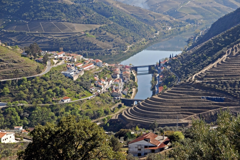 Una veduta paesaggistica dei vigneti di Pinhão, Portogallo