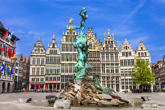 Antwerp's main square on a sunny day